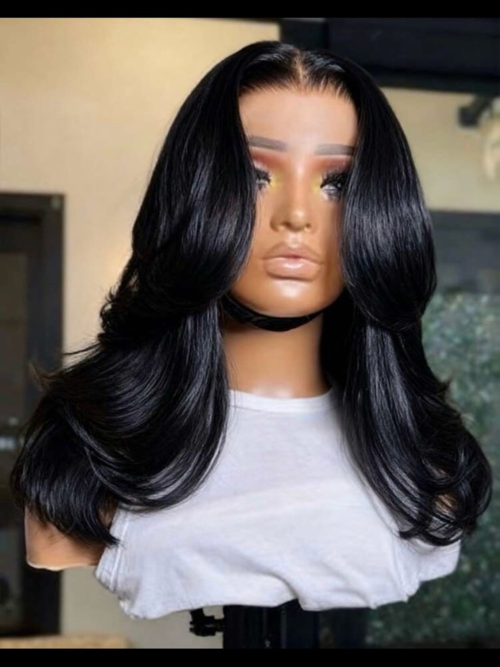 Black Layered Long Women's Wig - Natural Shine